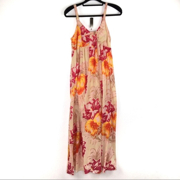 Klozlyne Dresses & Skirts - Klozlyne Pink/Orange/Yellow Floral Maxi Dress